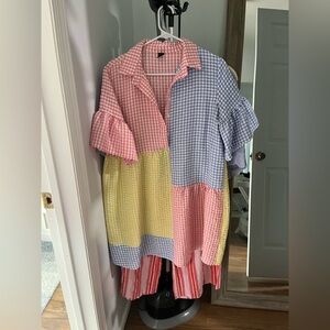 Colorful Gingham Patchwork Dress